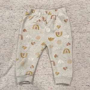 Patterned Baby Pants with Rainbow and Heart Design